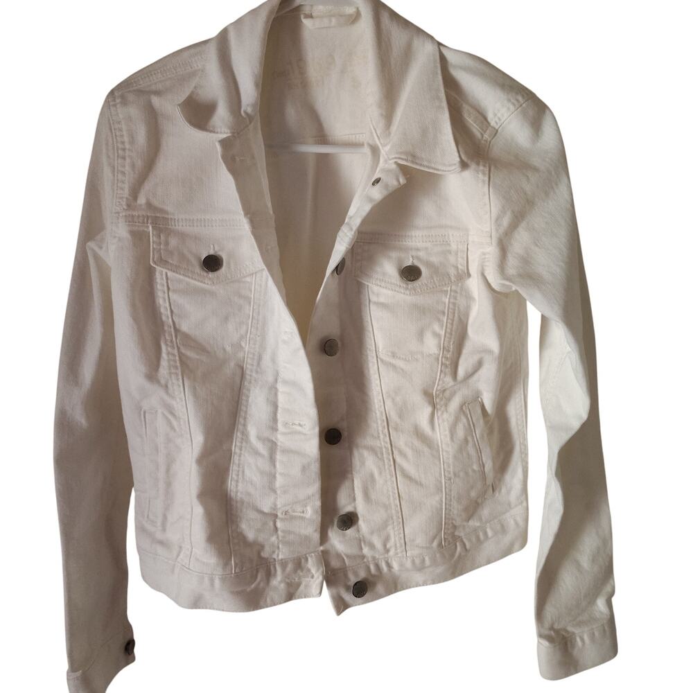 GAP 1969 White Denim Jacket Women’s Stretch Cotton Classic Button Front